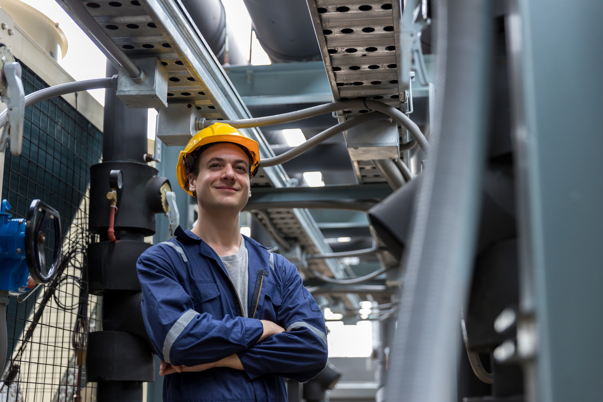 Industrial engineer work on site. engineer visit and inspection site engineer at industrial site.